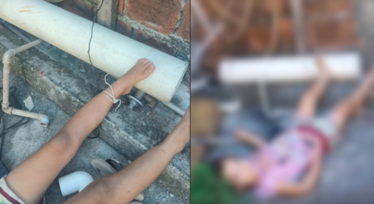 Criança de quatro anos é encontrada amarrada em Goiana; mãe e padrasto são presos