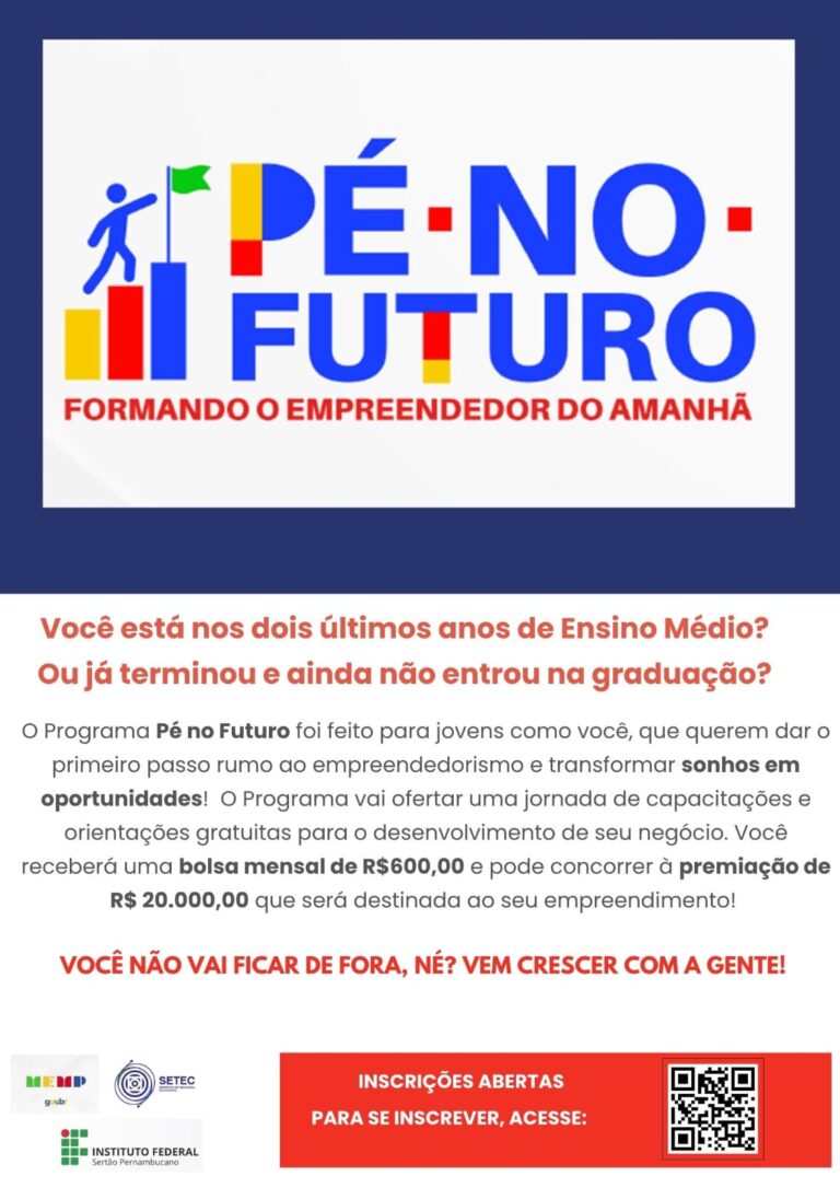 Campus Ouricuri abre 25 vagas para o Programa Pé no Futuro; inscrições seguem até 25 de novembro